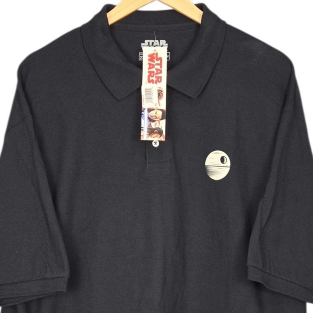 Star Wars Fifth Sun Polo Shirt Mens XXL Black Death Star Short Sleeve Cotton NEW